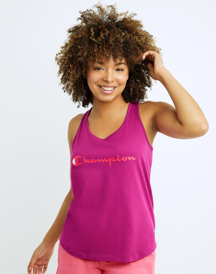 Champion Dame Tank Top Lyserød - Classic Script Logo - Danmark LNE-346250